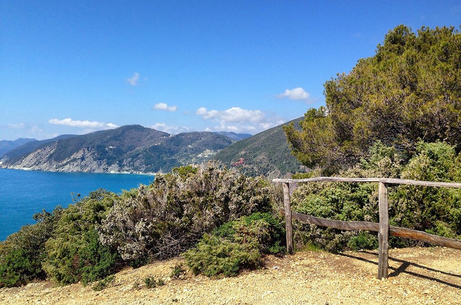 Framura vista panoramica da sentiero nel verde