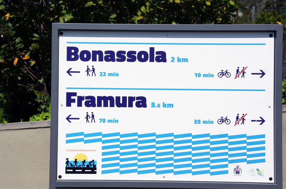 Levanto pista ciclopedonale particolare del cartello